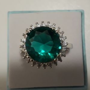 Sterling silver green sapphire ring size 9 and 3/4